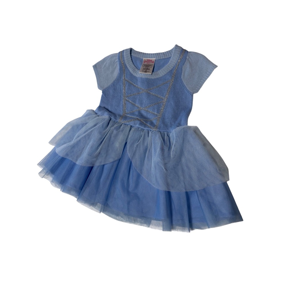Disney Princess Cinderella Blue Sweater Tulle Dress Toddler 18M